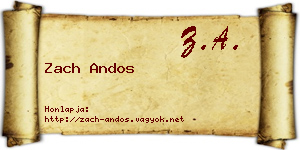 Zach Andos névjegykártya